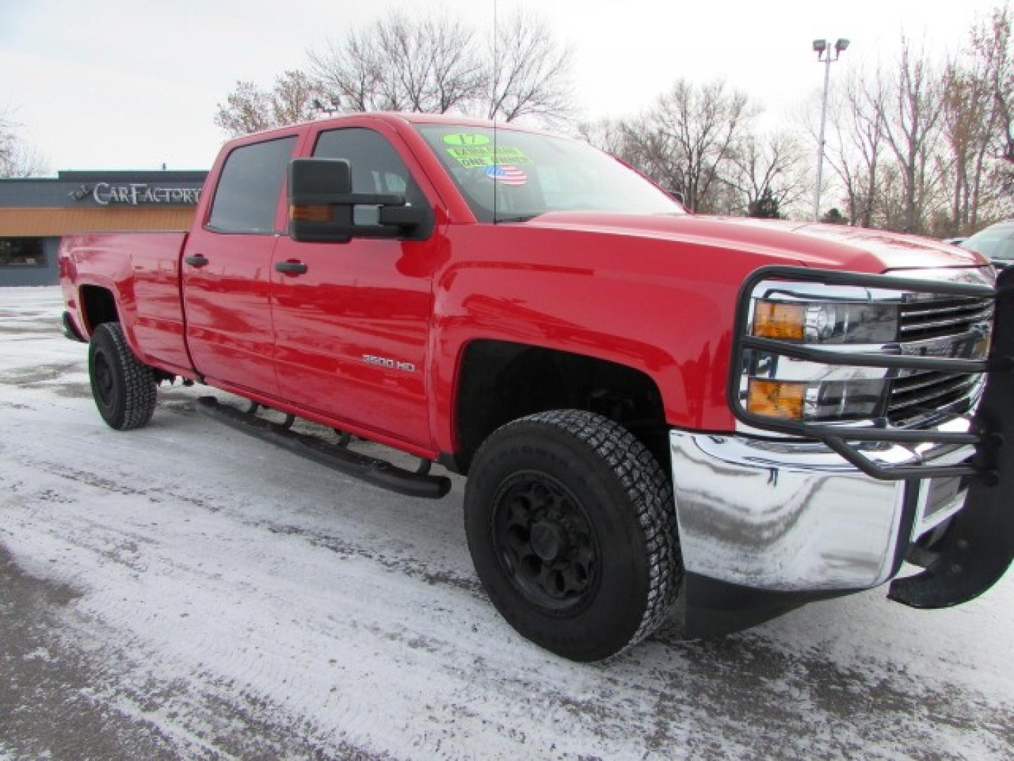 2017 Red /Gray Chevrolet Silverado 3500HD Work Truck Crew Cab Long Box 4WD (1GC4KYCG2HF) with an 6.0L V8 OHV 16V FFV engine, 6A transmission, located at 4562 State Avenue, Billings, MT, 59101, (406) 896-9833, 45.769516, -108.526772 - Photo#4